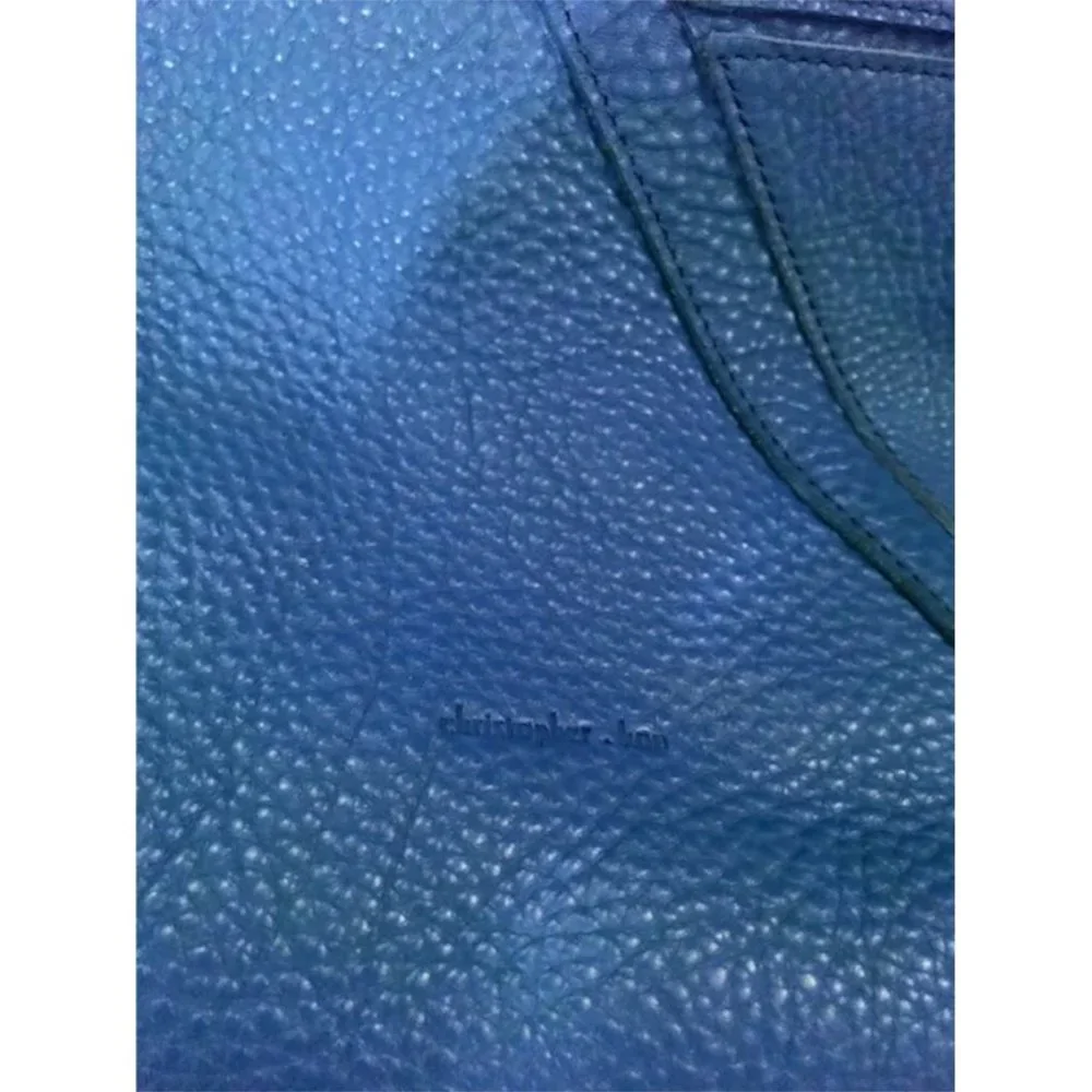 Christopher Kon Blue Pebbled Leather Satchel Bag with Dust Bag